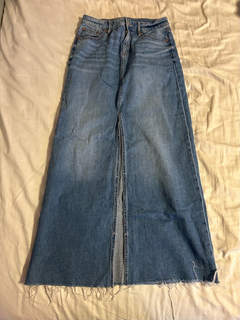 Low Rise Maxi Denim Skirt